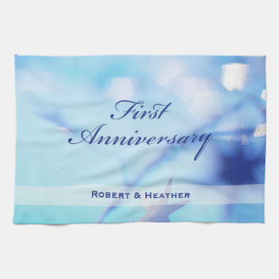 Custom Name, First Wedding Anniversary Sparkle Tea Towel