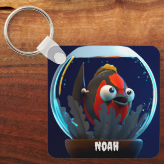 CUSTOM NAME FISH GIFT FOR OCEAN & PET FISH LOVERS KEY RING