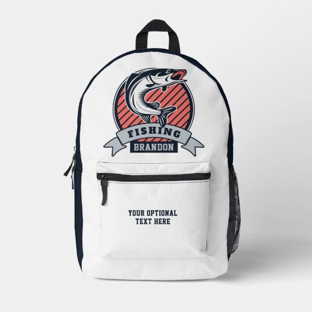 Custom Name FISHING Printed Backpack (Front)