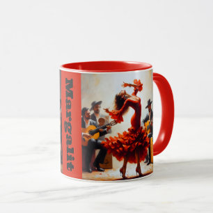 Custom Name Flamenco Latina Dancing Dance Spanish Mug
