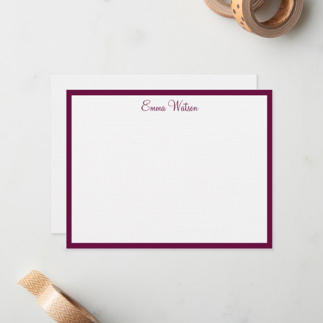 Custom Name Flat Note Card (Front/Back In Situ)