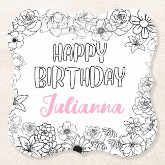 Custom Name Floral Coaster