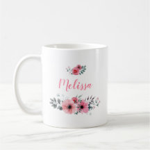 Custom Name Floral Coffee Mug
