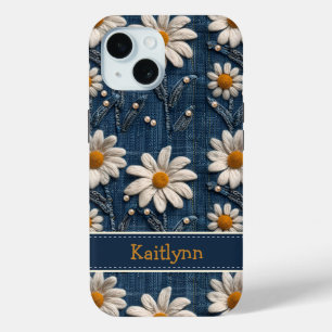 Custom Name Floral Embroidered Phone Case