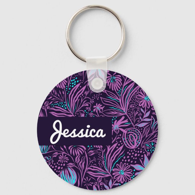 Custom name Floral Keychain (Front)