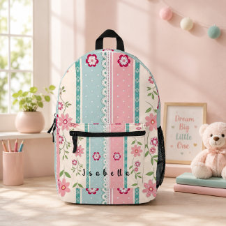Custom Name Floral Kids Backpack