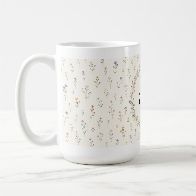 Custom Name Floral Monogram Scarf - Elegant Gift Coffee Mug (Left)