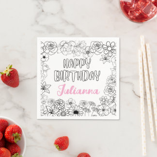 Custom Name Floral Napkins