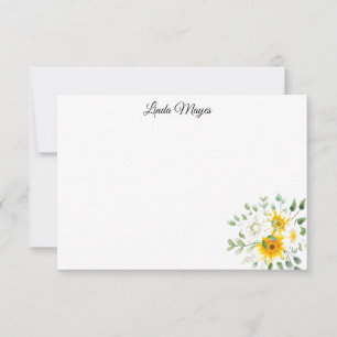 Custom Name Floral Note Card