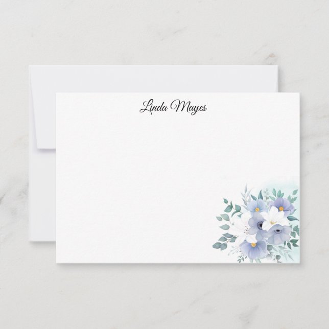Custom Name Floral Note Card (Front)