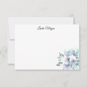 Custom Name Floral Note Card