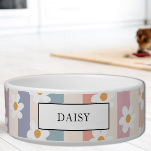 Custom Name Floral Pastel Stripes Pet