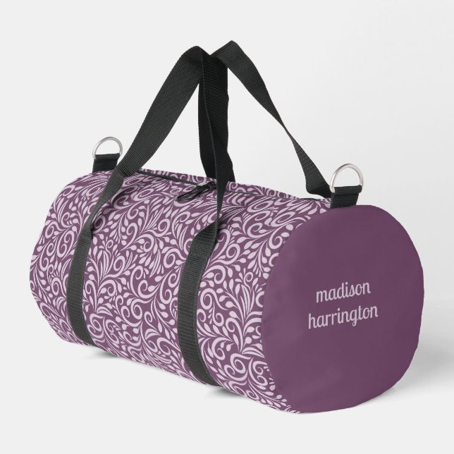 Custom Name Floral Pattern Duffle Bag (Left Corner)
