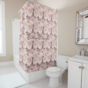 Custom Name Floral Pattern Shower Curtain