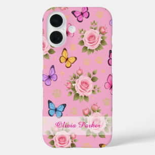 Custom Name Floral Paw Print Phone Case 