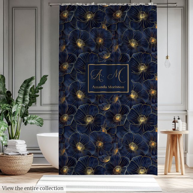 Custom Name Floral Personalised Shower Curtain (Custom Name Floral Personalized Shower Curtain)