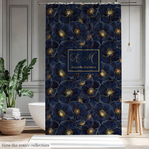 Custom Name Floral Personalized Shower Curtain