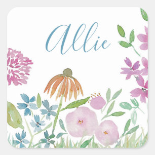 Custom Name Floral Stickers