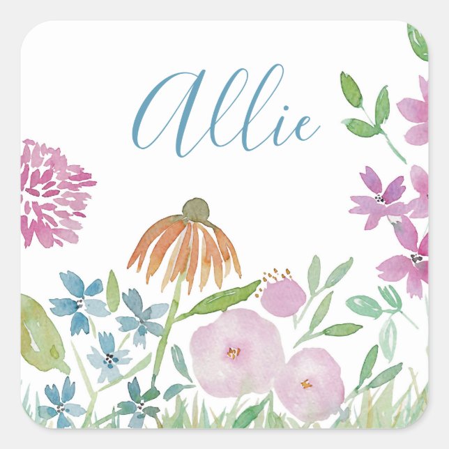 Custom Name Floral Stickers (Front)
