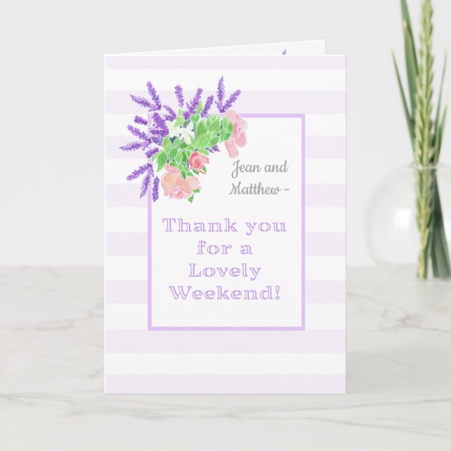 Custom Name Floral Thank You for Weekend Card (Front)