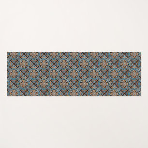 Custom Name Floral Tile Pattern Faux Ceramic Yoga Mat