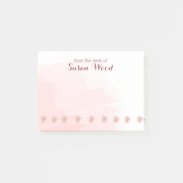 Custom Name Floral Watercolor Post-it® Notes (Front)