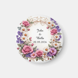 🌸 Custom Name Floral Wreath Gift For Home 🎁 Magnet