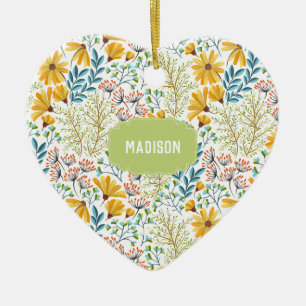Custom name Flower Illustration ornament