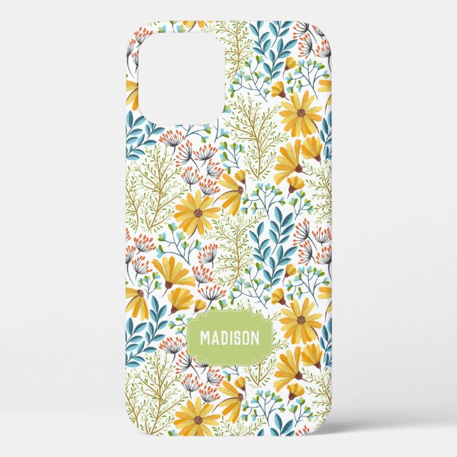 Custom name Flower Illustration phone cases (Back)