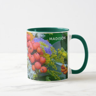 Custom name Flower mugs - choose style & colour