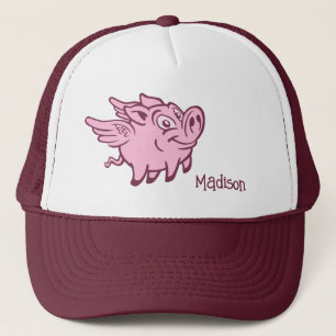Custom Name Flying Pig Trucker Hat