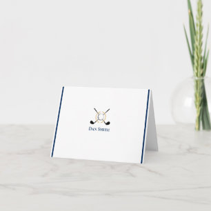 Custom Name Folded Note Cards Golf Clubs