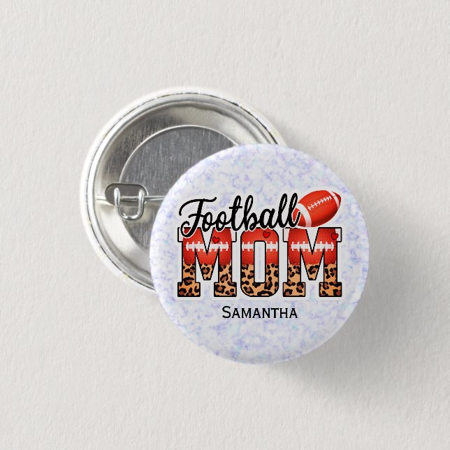 Custom Name Football Mom | Mother's Day 3 Cm Round Badge (Front & Back)