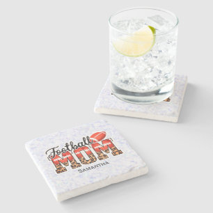 Custom Name Football Mom Mother's Day Stone Coaster