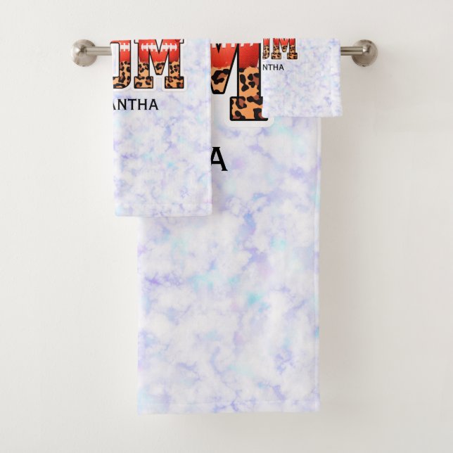 Custom Name Football Mum | Mother's Day Bath Towel Set (Insitu)
