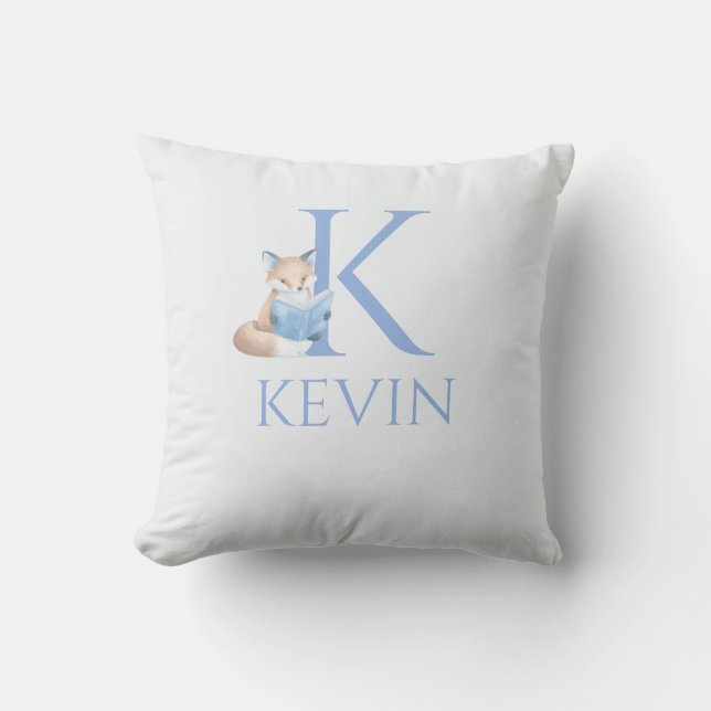 Custom Name Fox reading a book Nursery art Cushion (Front)