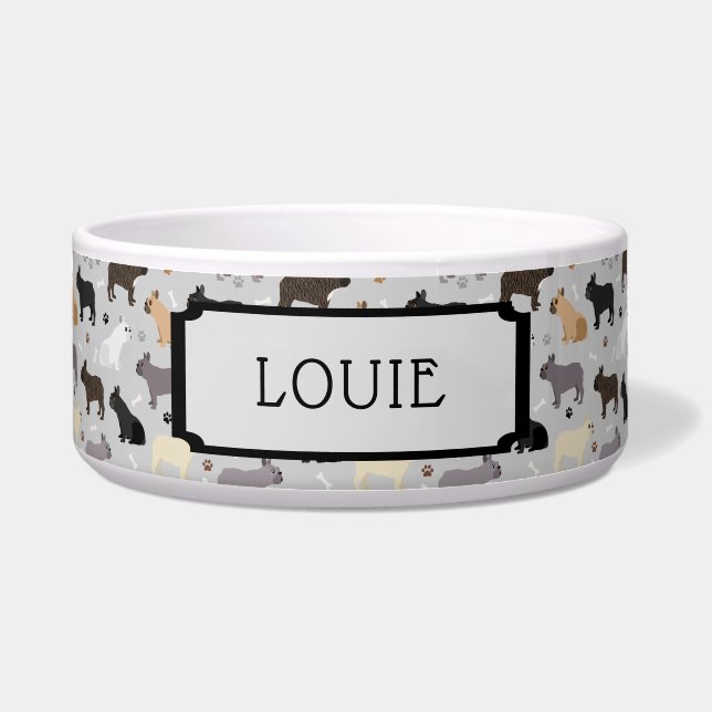 Custom Name French Bulldog Pattern Grey (Front)