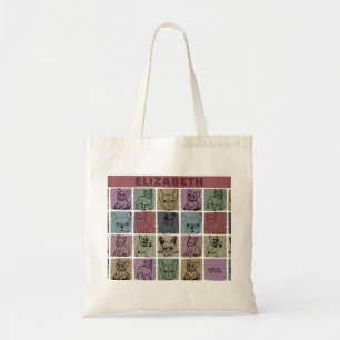 Custom Name French Bulldog Retro Floral Tote Bag