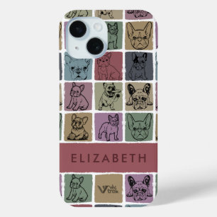 Custom Name French Bulldog Vintage Floral Retro iPhone 15 Case