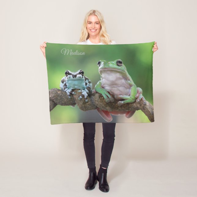 Custom Name Frog Fleece Blanket (In Situ)