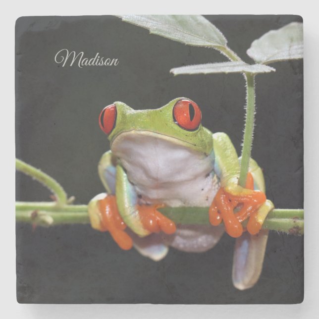 Custom name Frog Stone Coaster (Front)
