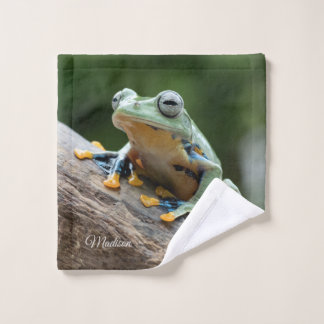 Custom Name Frog Wash Cloth