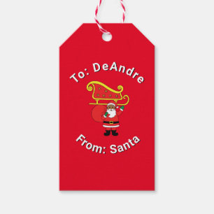 Custom Name From Santa African American Red Xmas Gift Tags