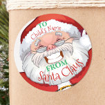 Custom Name From Santa Claus Kids Christmas Gift Classic Round Sticker<br><div class="desc">all text boxes are both modifiable using zazzles simple personalisation tool.</div>