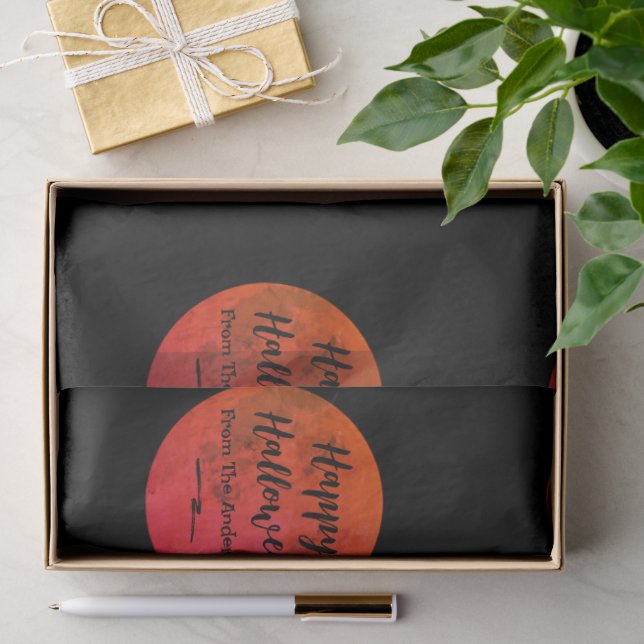 Custom Name Full Moon Pattern Happy Halloween Tissue Paper (Gift)
