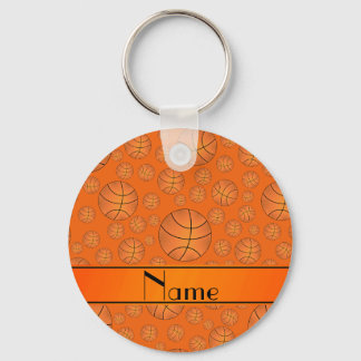 Custom name fun orange basketballs orange stripe key ring