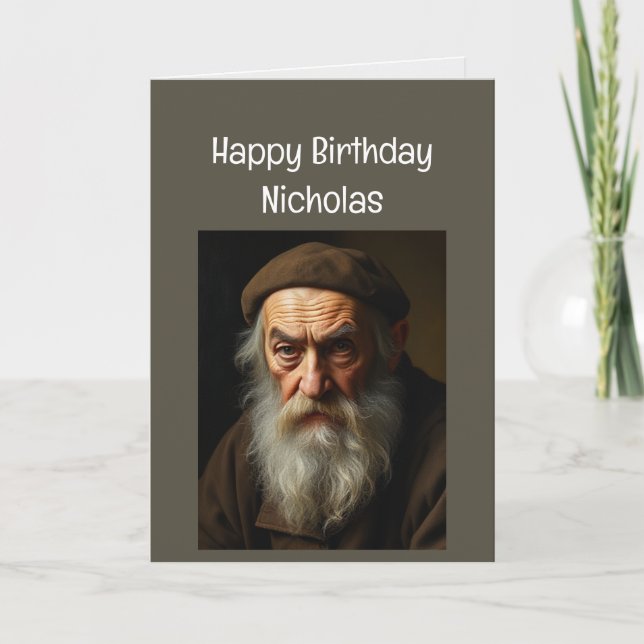 Custom Name Funny Birthday Old People Cranky Card (Front)