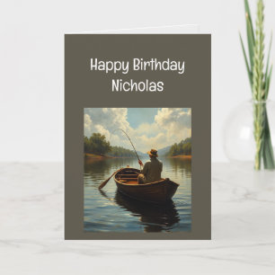 Custom Name Funny Birthday Wishes Man Fishes Card