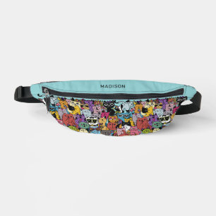 Custom Name Funny Cats Illustration Bum Bags