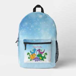 Custom Name Funny Dinosaur, leaves 4th Grade Printed Backpack